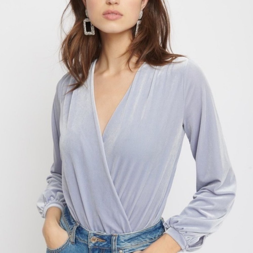 Dynamite Wrap-Front Velvet Bodysuit